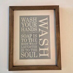 Rustic Bathroom Wall Décor Sign,  9” W x 11” H, Attached Hardware